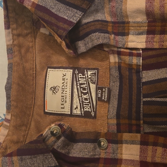 LEGENDARY WHITETAILS BUCK CAMP Shirt Mens MED Flannel Button Up Shirt - Picture 8 of 8